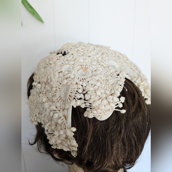 Vintage Lace Floral Headpiece | Unique Bridal or Formal Accessory - Picture 5 of 9